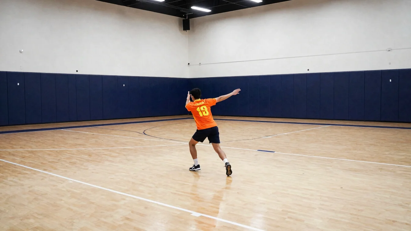 Close indoor action shot of a player executing a forearm pass on