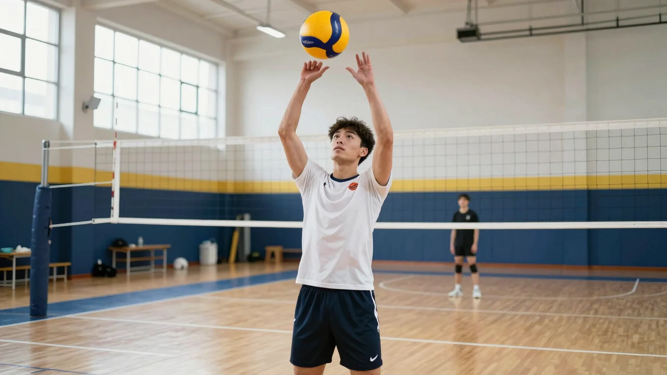 Close view of a volleyball player performing a band external rota